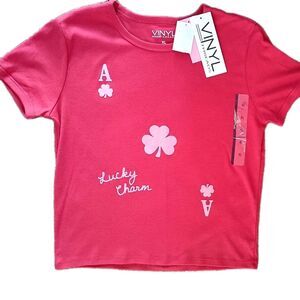 Vinyl Threads Baby T-Shirt Size XL Lucky Charm Ace Clubs Red Shruken New